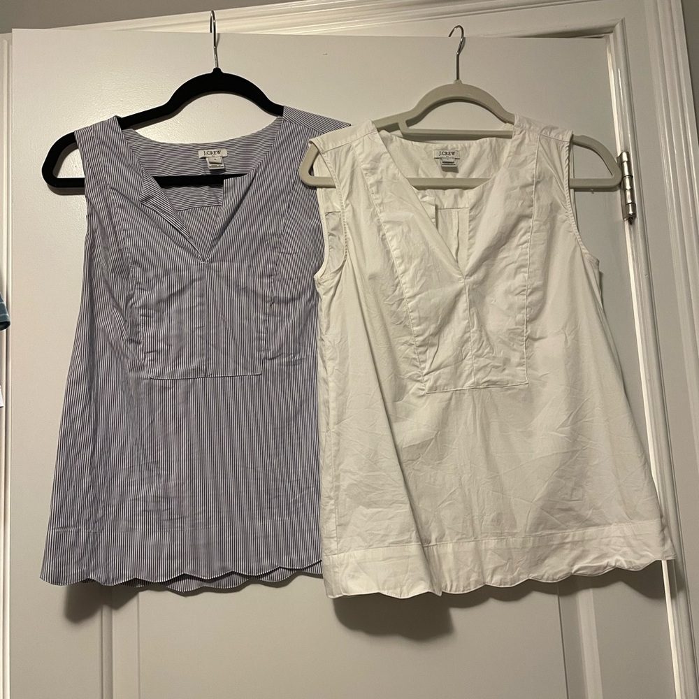 J. Crew Gray and Cream Sleeveless Tank Tops